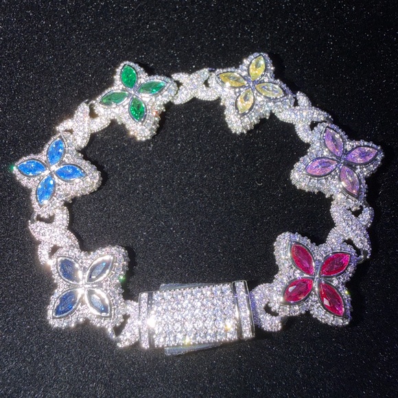 Jewelry - Iced Multi Color Flower Bracelet